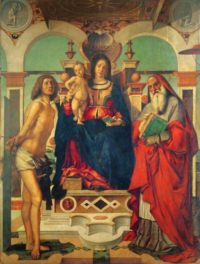 Madonna col Bambino in trono con San Girolamo e San Sebastiano da Andrea Mantegna